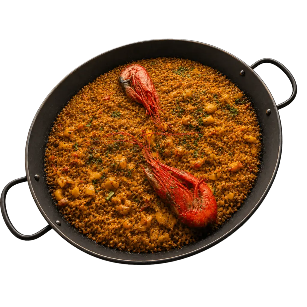 Arroz limpio de comer, con carabineros y sabor profundo de mar en Cal Miquel